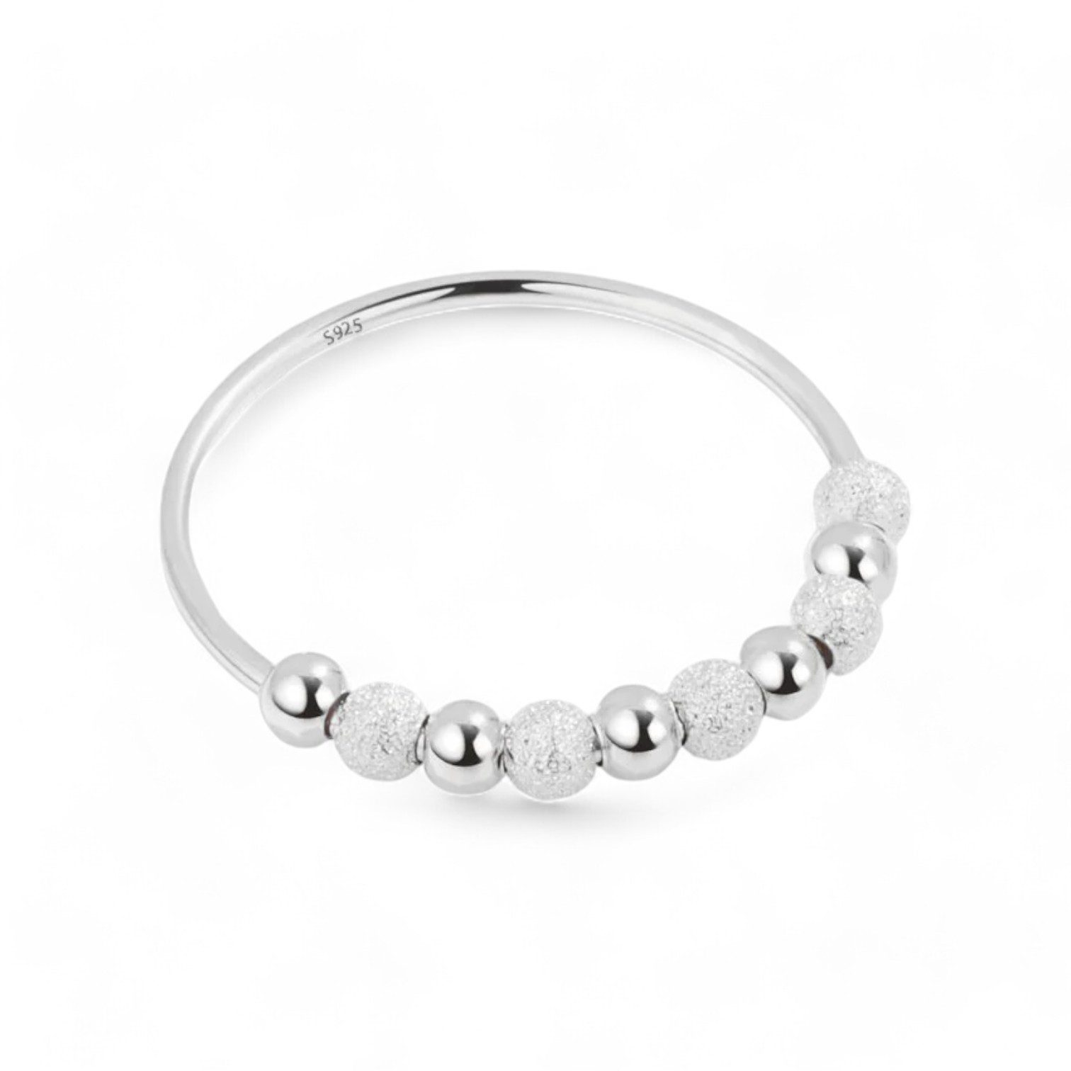 Eyecatcher Silberring 925 Sterling Silber Anti Stress Ring Kügelchen, Anti Stress Ring, Angst Spinner Ring, Axiety Ring