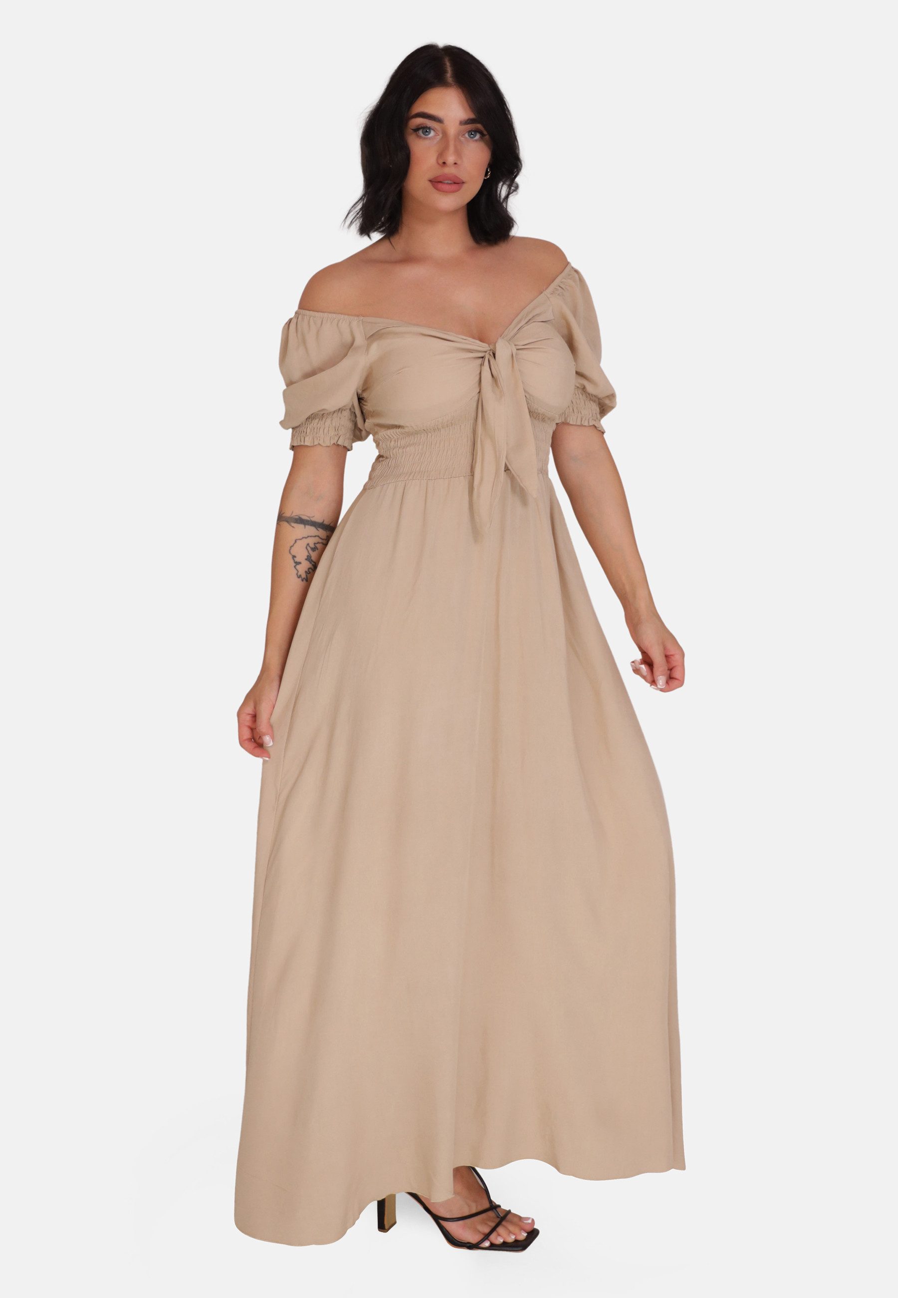 Sommerkleid Damen Maxikleid mit Blumenmuster – Sommerkleid mit Puffärmeln