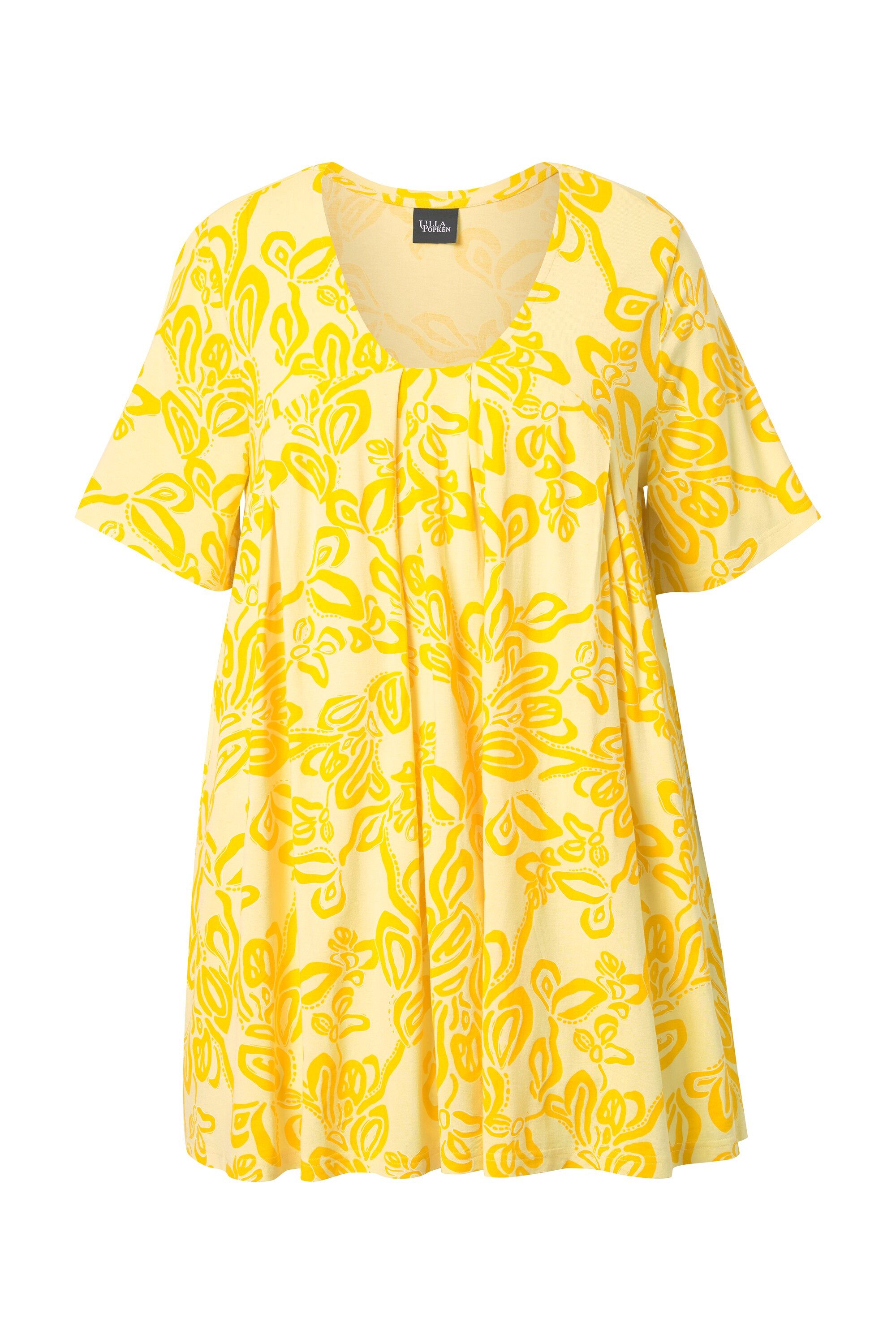 Ulla Popken T-Shirt T-Shirt Zierfalten A-Linie Carré-Ausschnitt