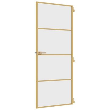 vidaXL Haustür Innentür Zimmertür Glas Schlank Golden 83x201,5 cm Hartglas und Alumin