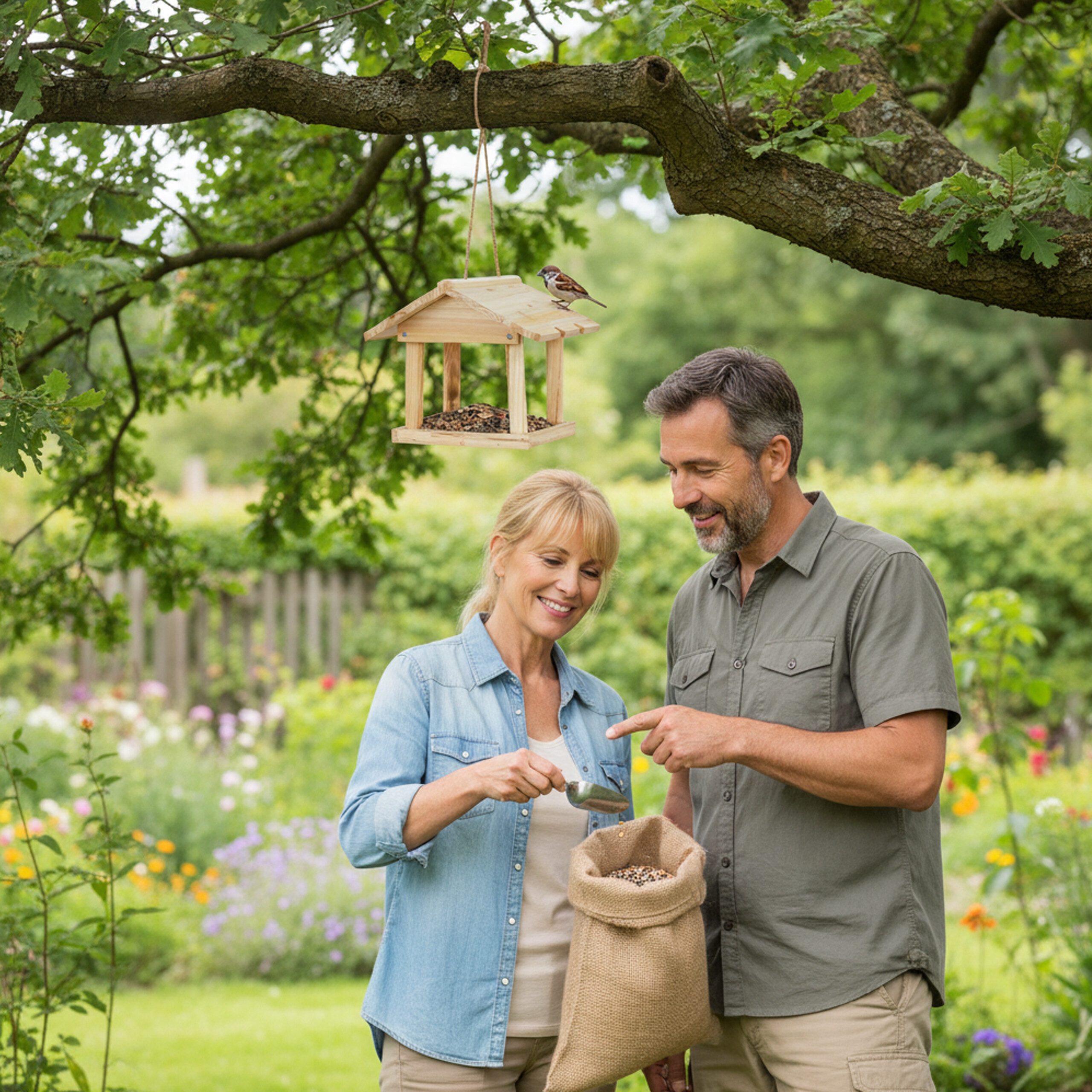 relaxdays Vogelhaus Vogelfutterhaus zum Aufhängen, natur günstig online kaufen