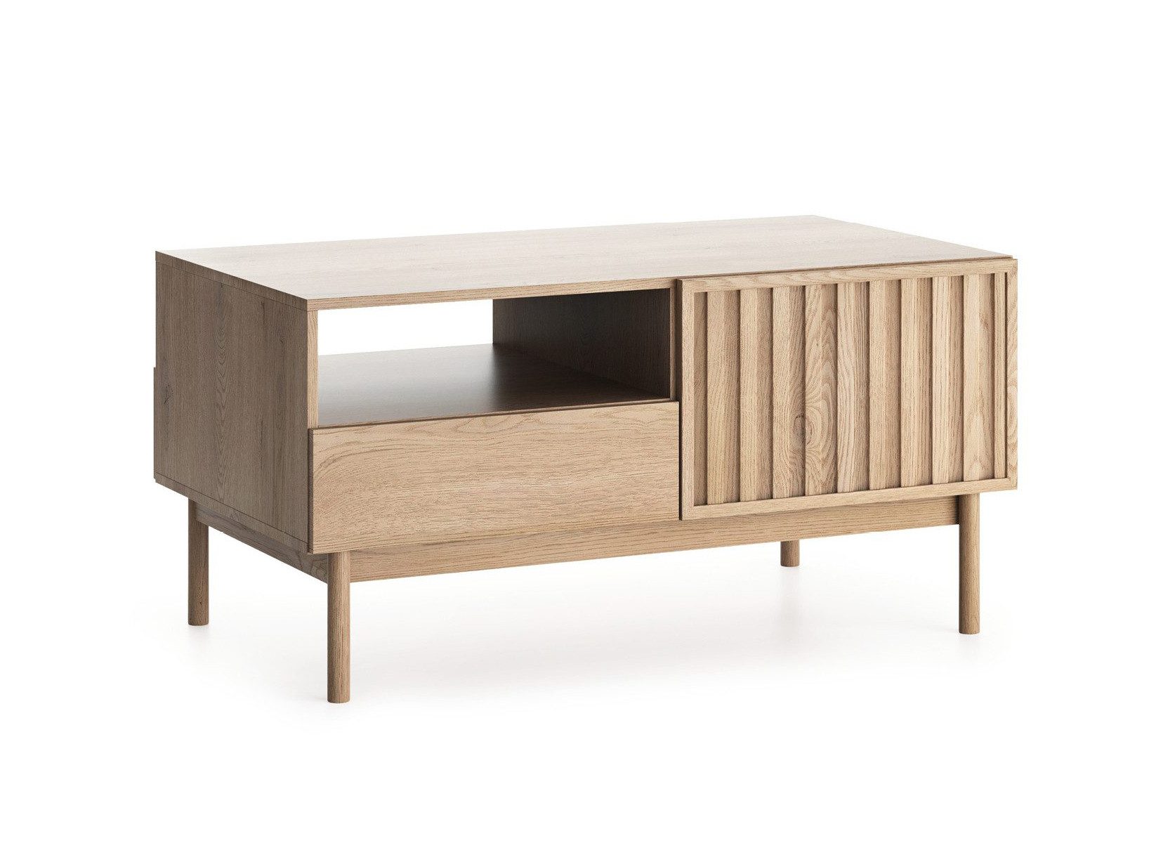 Beautysofa Couchtisch SAPPORO im Japandi-Stil (Lamellenfront), Breite: 106 cm