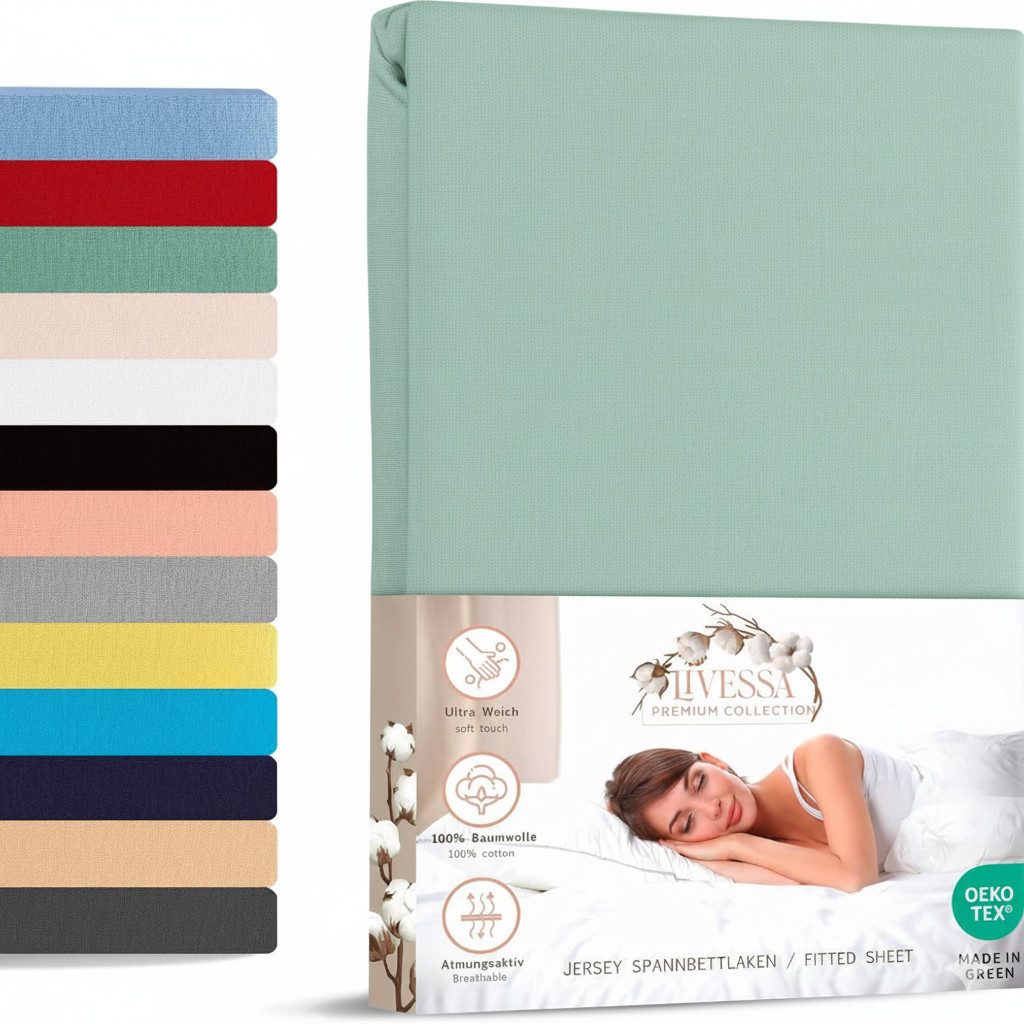 livessa Spannbettlaken Jersey Spannbettlaken 100% Baumwolle – Atmungsaktiv günstig online kaufen