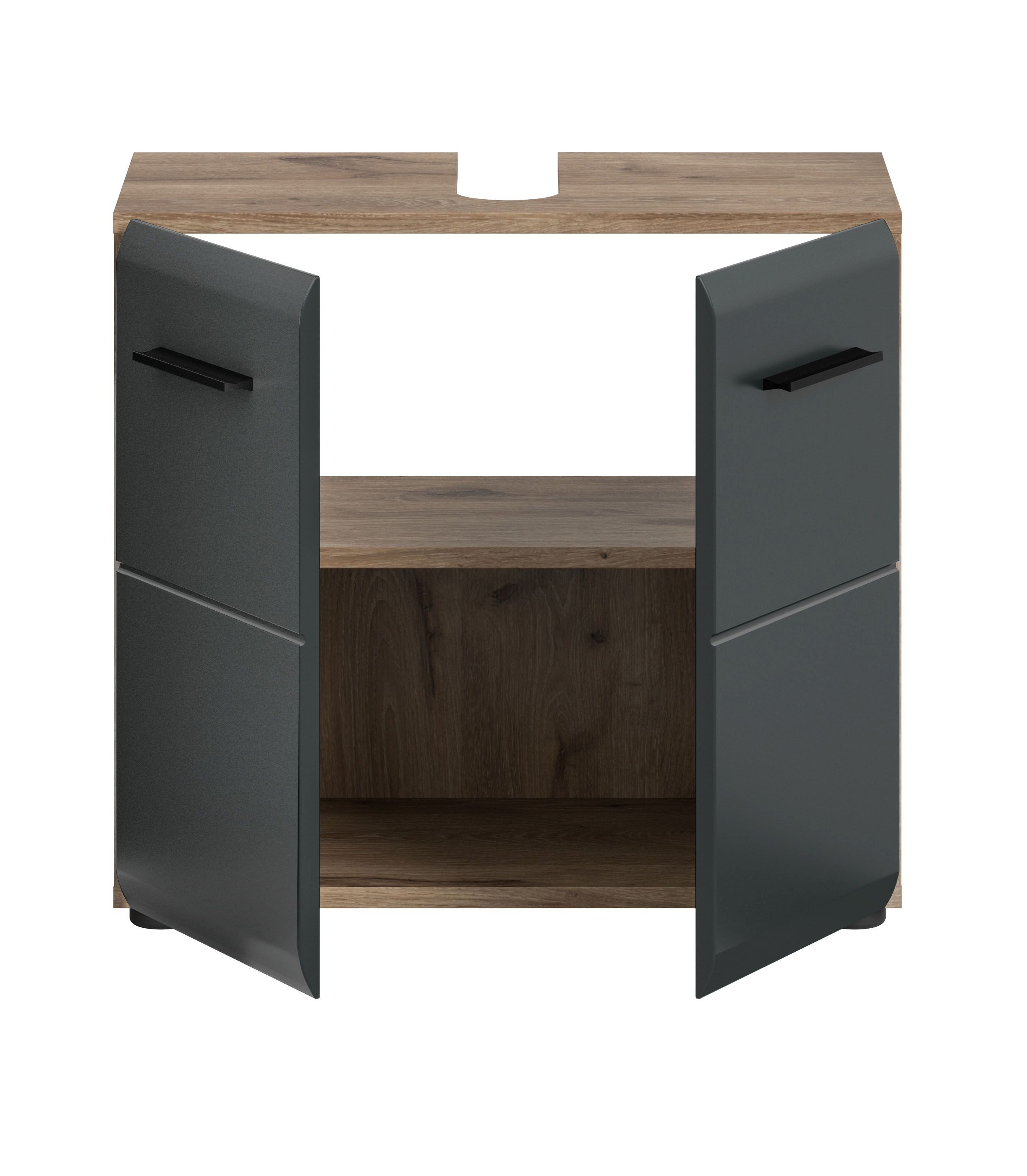 xonox.home Waschbeckenunterschrank Nox Oak Nachbildung Melamin beschichtet modern 60x54x30 cm – Bild 3 von 5