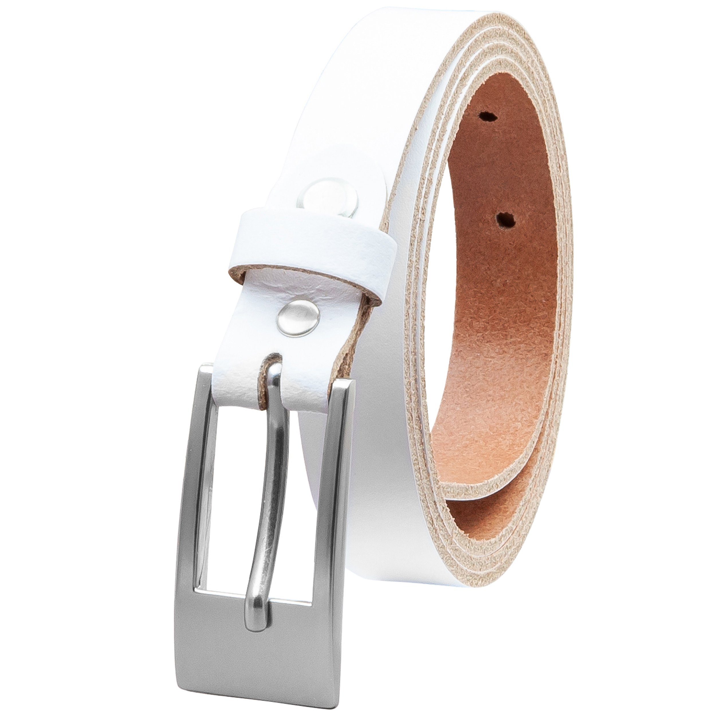 COLOGNEBELT Ledergürtel OM14-SL-Weiss MADE IN GERMANY, Weiss Kürzbar, 100 % Echtleder, Unisex