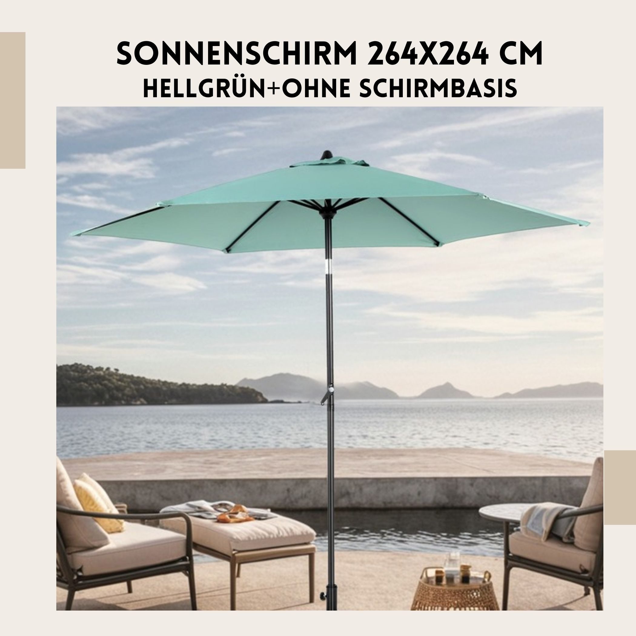 SeedWave Sonnenschirm mit wasserdichtem Polyester, 360°Drehung, günstig online kaufen