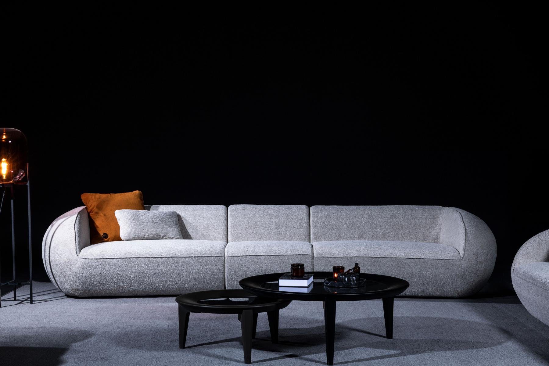JVmoebel Big-Sofa Luxuriöses graues Textilsofa mit hochwertiger Polsterung, 3 Teile, Made in Europa