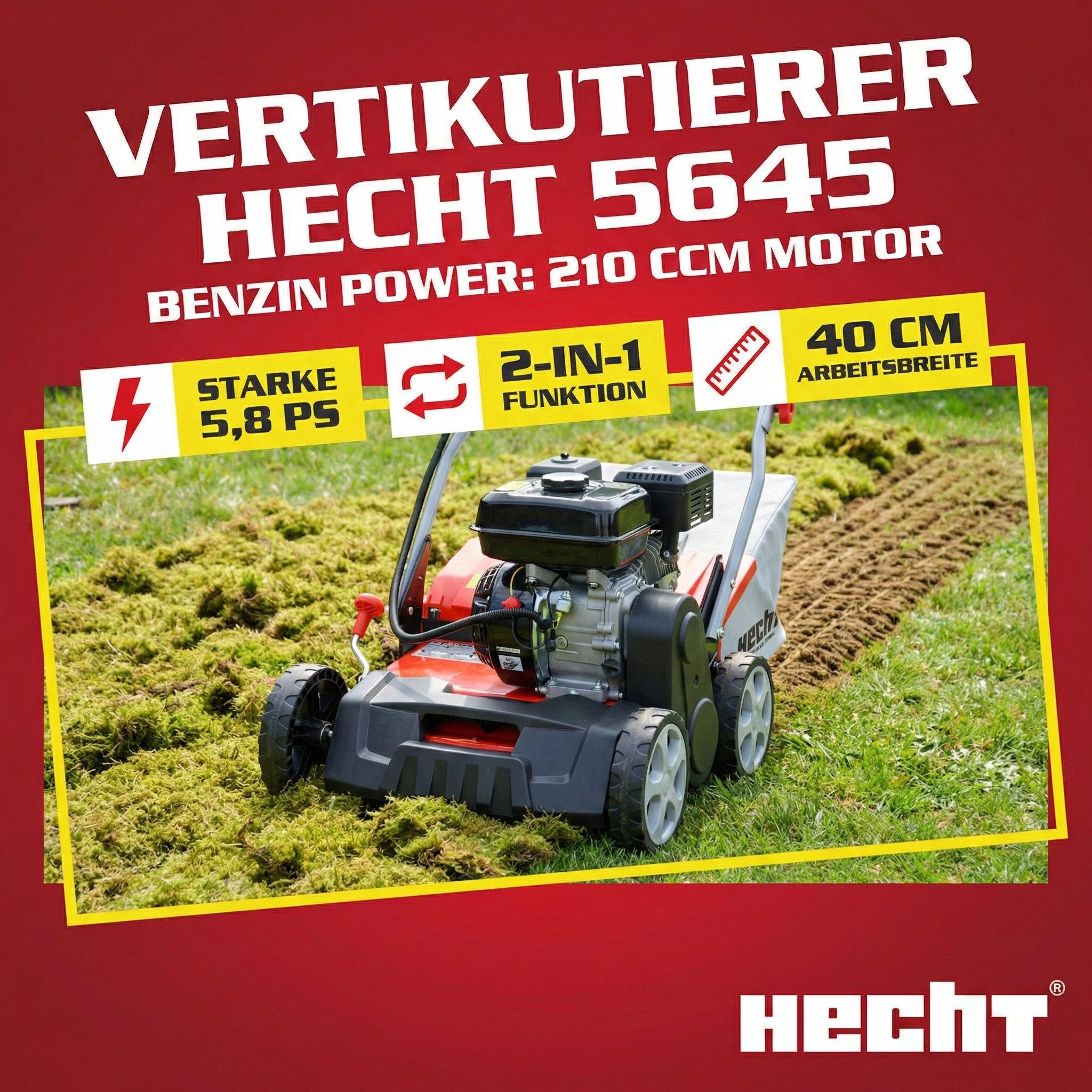 Hecht Benzin-Vertikutierer / Lüfter 5645 2in1 Rasenlüfter, 40 cm Arbeitsbre günstig online kaufen