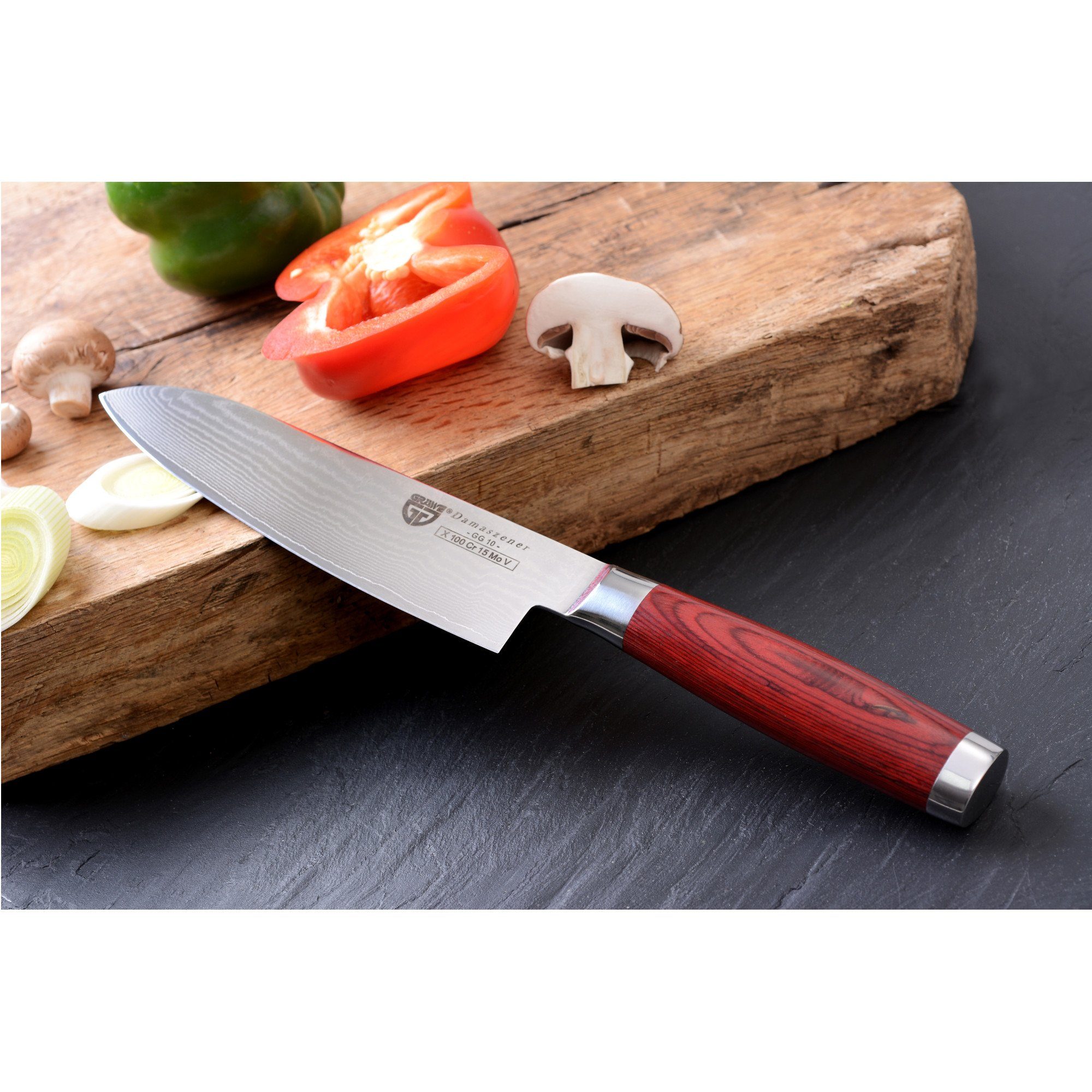GRÄWE Damastmesser GRÄWE Damaszener Messerset inkl. Wetzstein 400/1000
