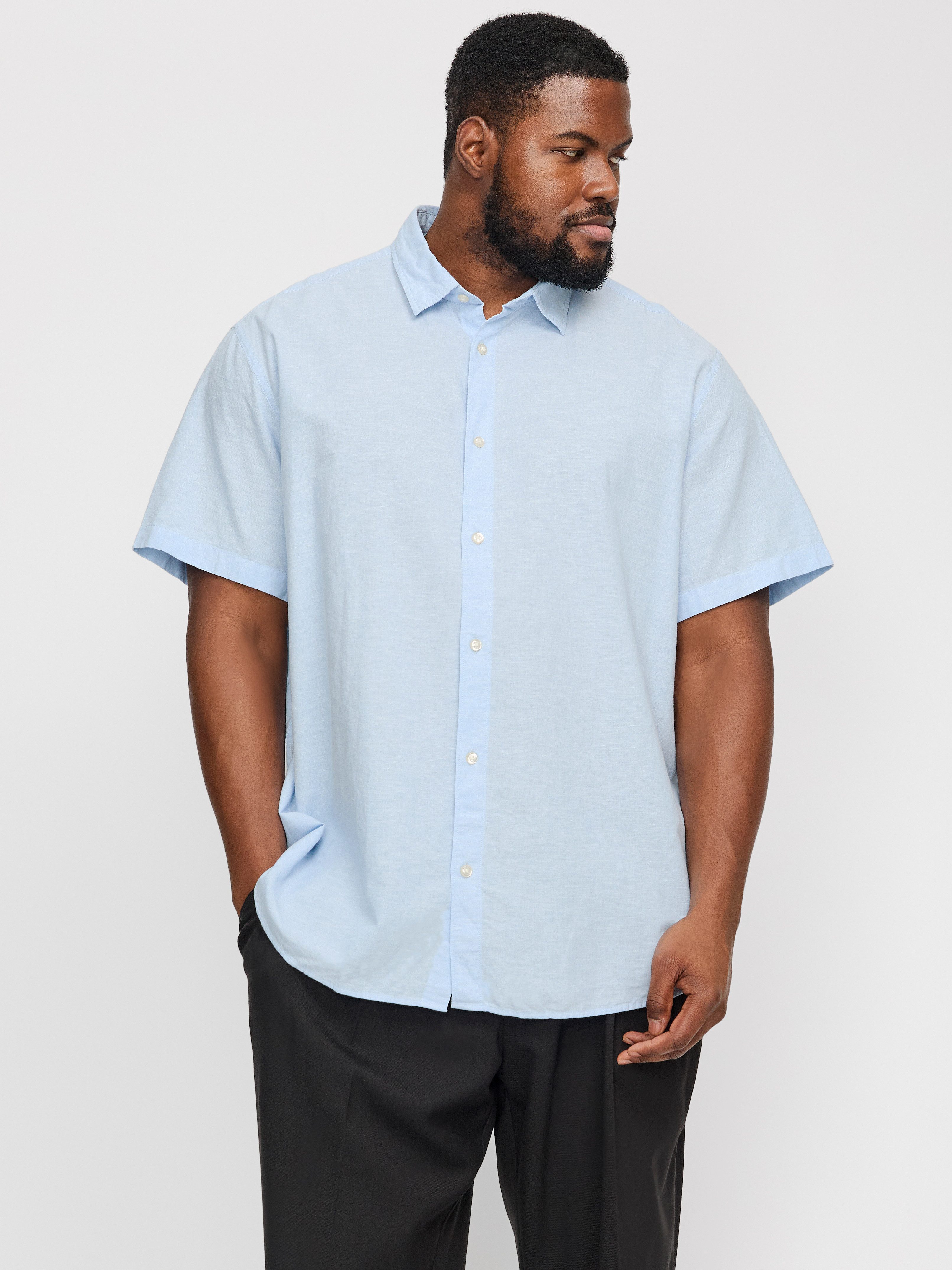 Jack & Jones PlusSize Kurzarmhemd JJEBREEZE SHIRT SS SN PLS mit Hemdkragen