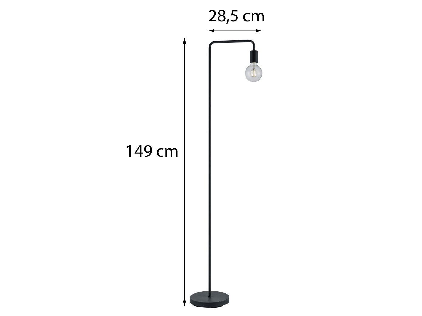 TRIO Leuchten LED Stehlampe, LED wechselbar, Warmweiß, minimalistische ohne Schirm Industrial schmal Ecke, Schwarz Höhe 149cm