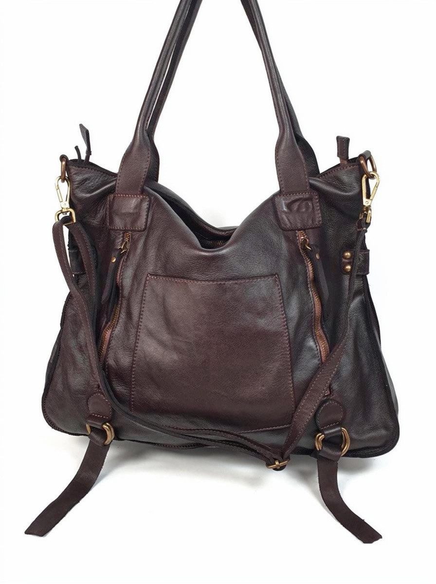 sanumi Schultertasche großer italienischer Ledershopper, Made in Italy, weiches Echtleder