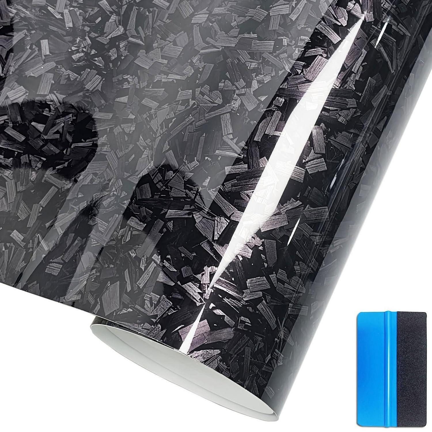 LuxusKollektion Aufkleber Aufkleber Kohlefaser Vinyl selbstklebend schwarz glänzend 30cm x 300cm