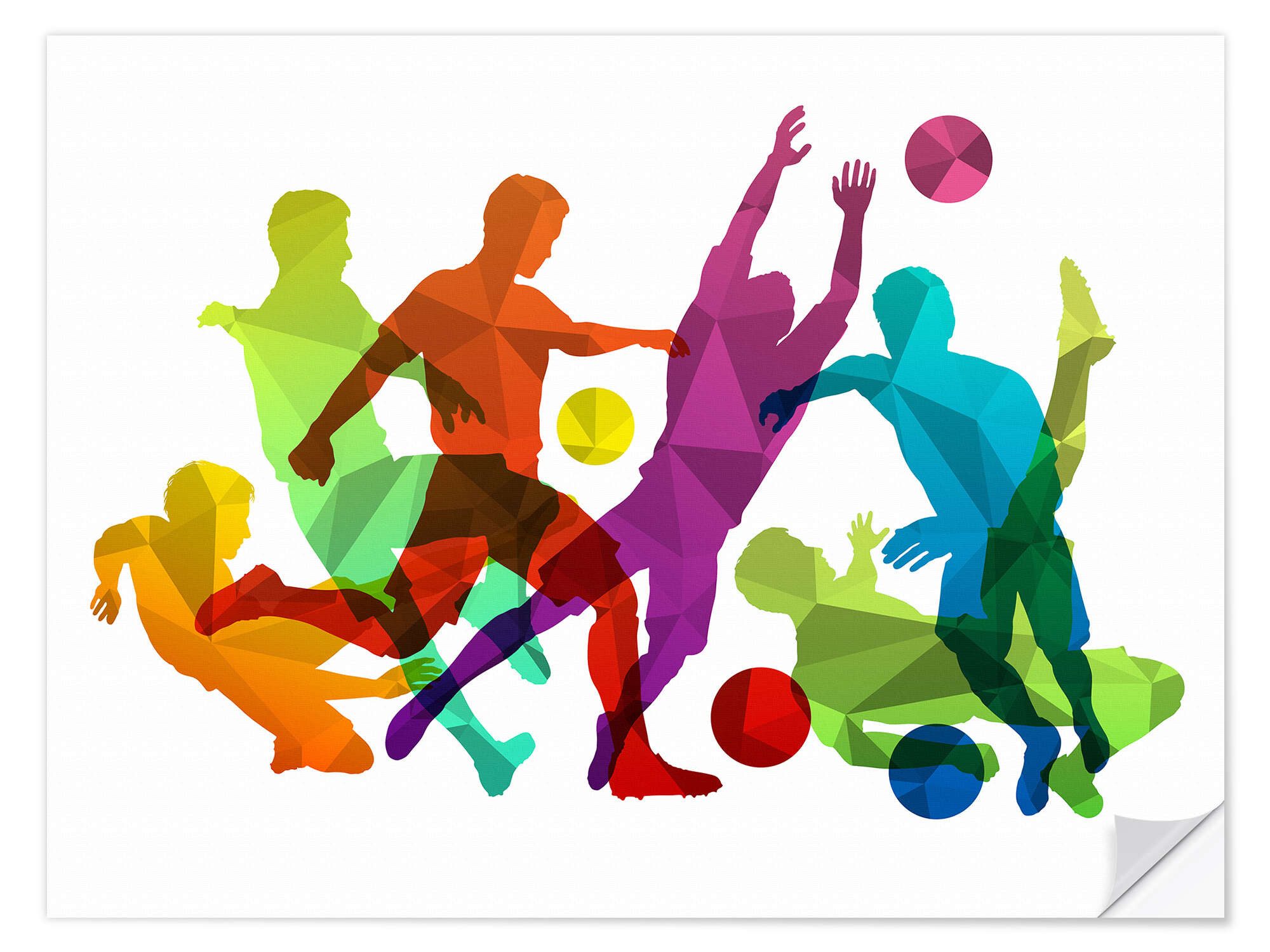Posterlounge Wandbild Fußballspieler, bunte Silhouetten I, TAlex, erhältlich als Poster, Leinwandbild, Wandsticker oder Acrylglasbild