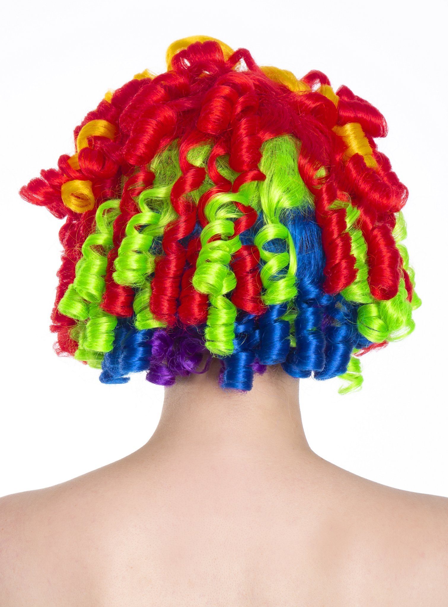 Maskworld Kostüm-Perücke Regenbogen Clown Perücke - Faschings Kostüm Perück, Hochwertige Kunsthaar-Perücke für knallbunte Clowns