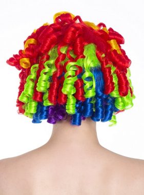 Maskworld Kostüm-Perücke Regenbogen Clown, Hochwertige Kunsthaar-Perücke für knallbunte Clowns