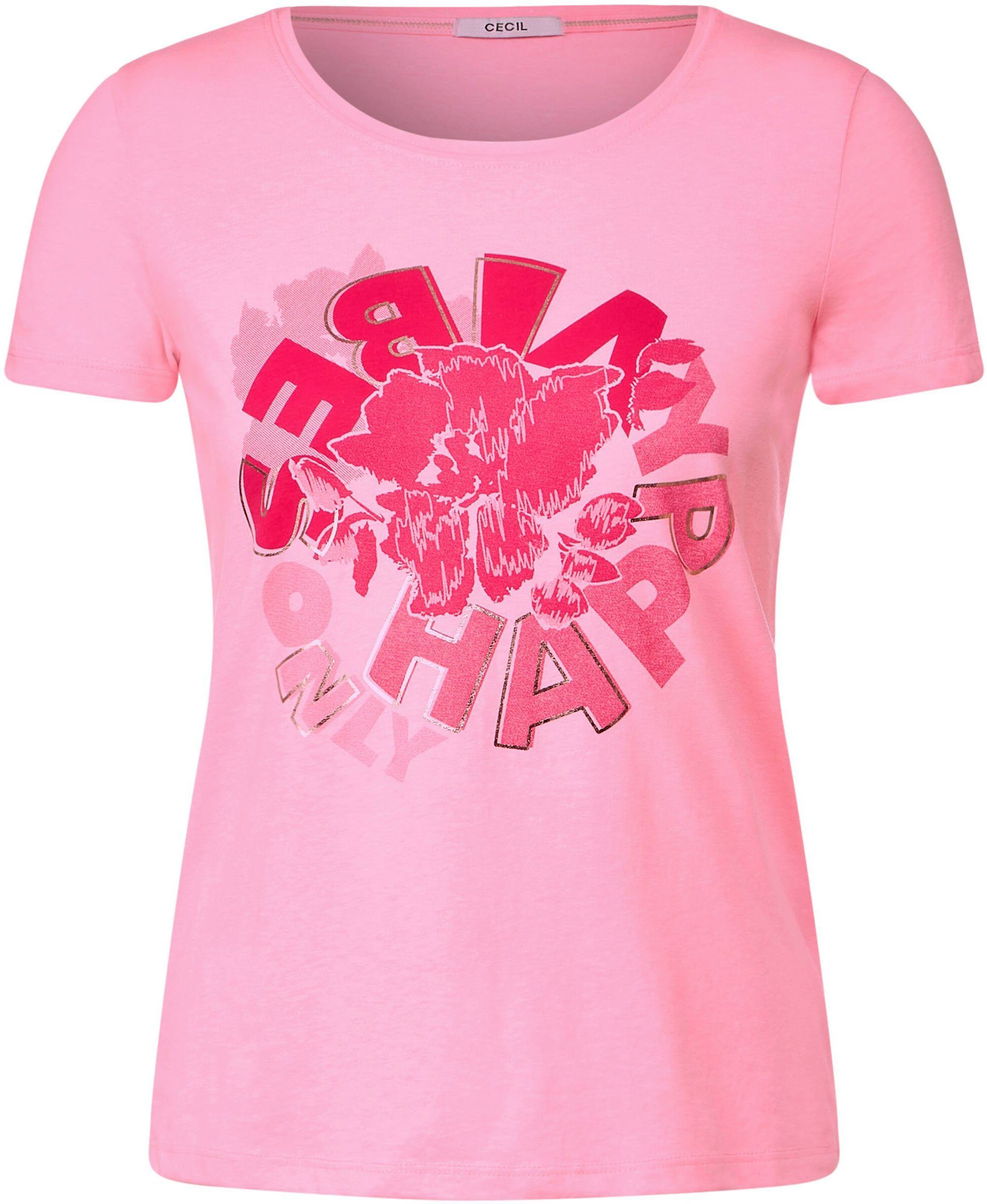 T-Shirt Schnitt soft im hüftlangen Cecil pink neon