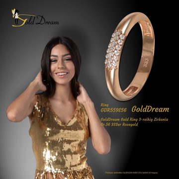 GoldDream Goldring GoldDream Gold Ring 3-reihig Zirkonia (Fingerring), Damen Ring 3-reihig Zirkonia, 56 (17,8), 333 Rosegold - 8 Karat, rose