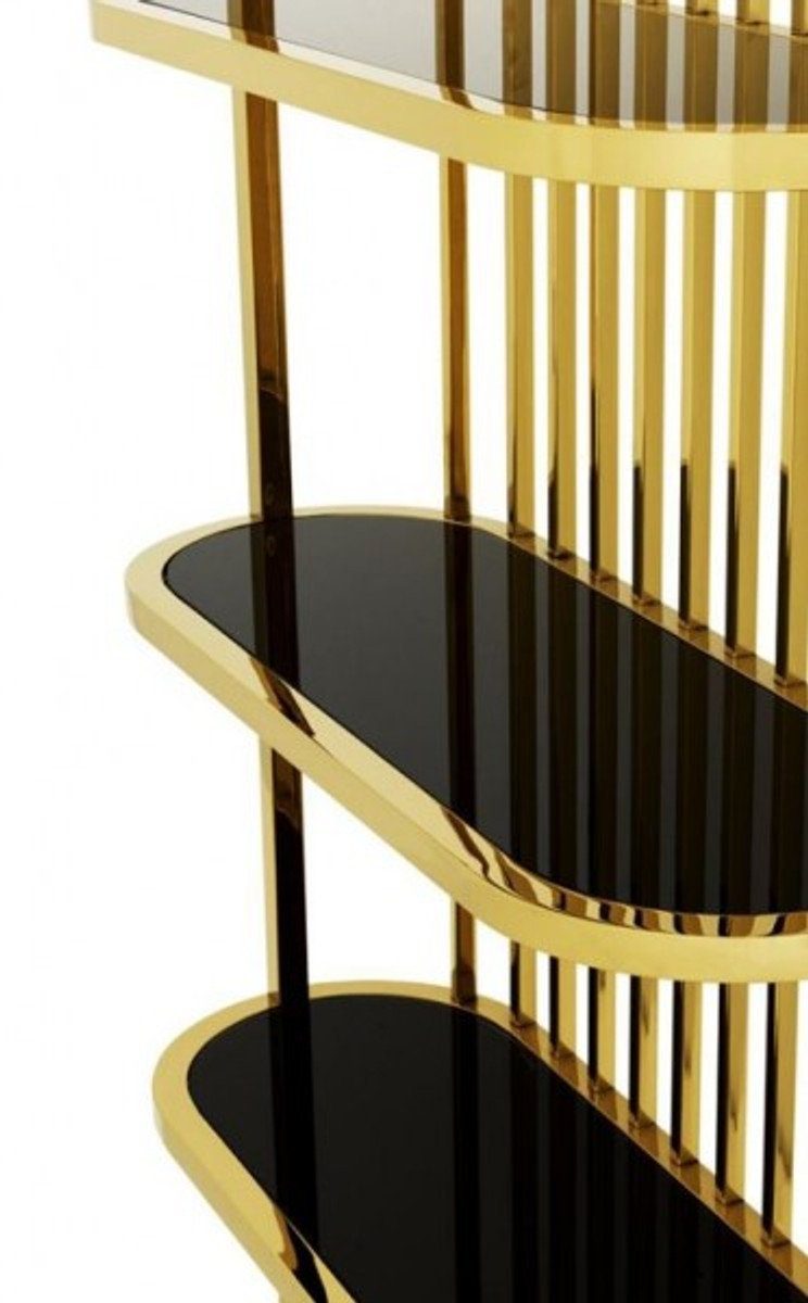 Casa Padrino Stauraumschrank Luxus Kollektion schwarzem Luxus Regal - Schrank Gold Glas mit