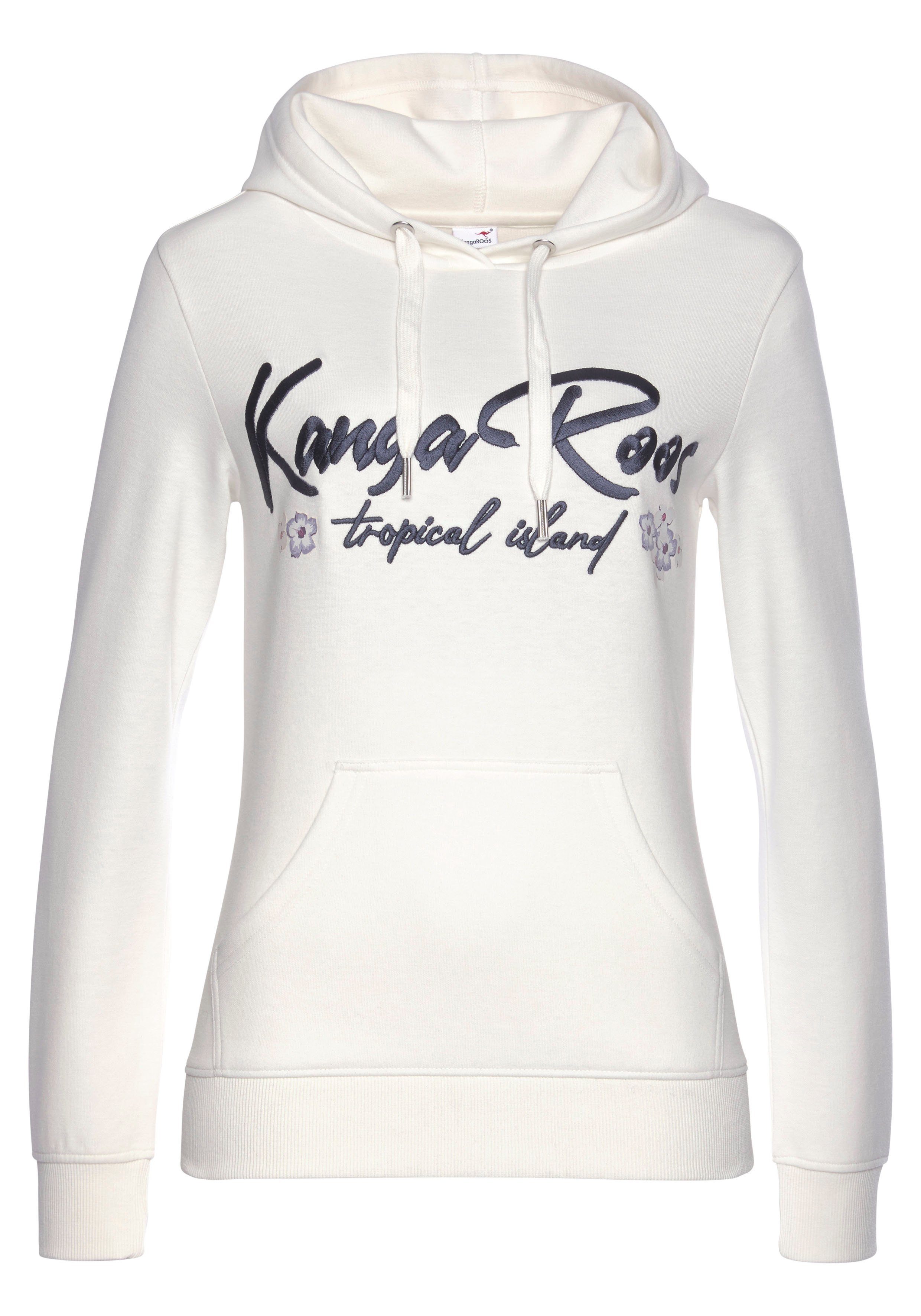 KangaROOS Kapuzensweatshirt Mit Stickerei und Blumendruck, günstig online kaufen