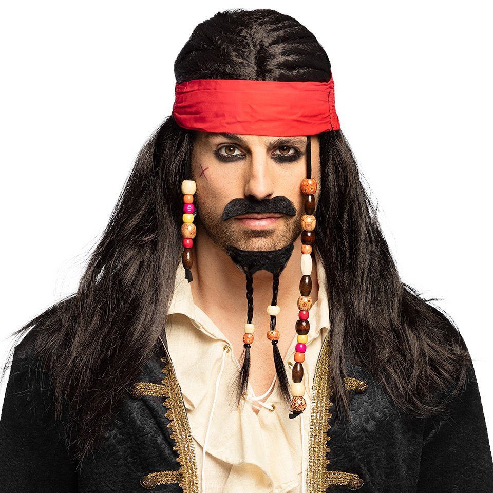 Boland Kostüm-Perücke Seeräuber - Piraten Kostüm Set für Fasching, Bart-Perücken-Kombi mit Kopftuch für Captain Jack und Co.