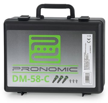 Pronomic Mikrofon DM-58-C Vocal dynamische Mikrofone mit Nieren-Charakteristik (3er Set im Koffer, 10-tlg), Ein-/Aus-Schalter - inkl. Mikrofonklemmen