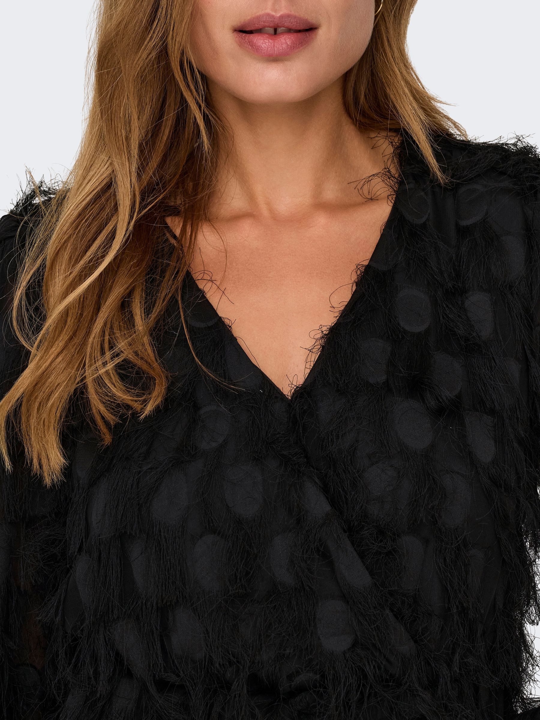 JACQUELINE de YONG Shirttop V-Ausschnitt Langarm günstig online kaufen