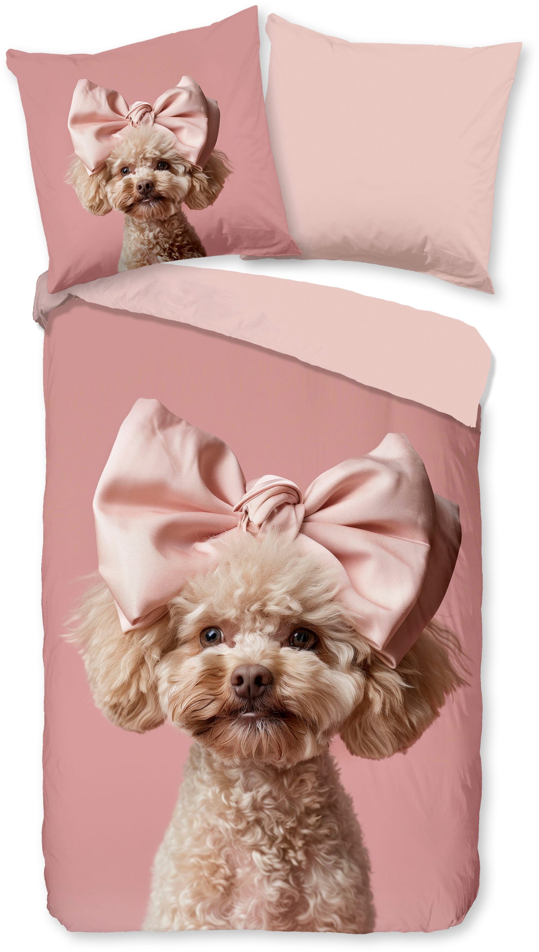 good morning Kinderbettwäsche Roxy, Renforcé, 2 teilig, Baumwolle, Renforcé, 135x200, Wendeoptik, Kind, Mädchen, Pudel