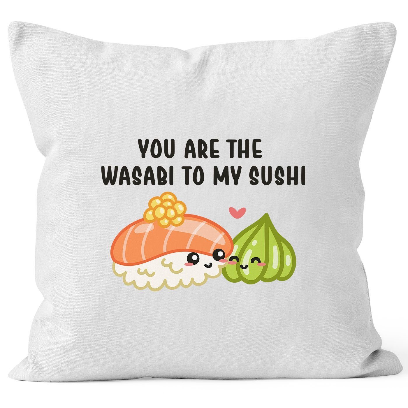 MoonWorks Dekokissen Kissen-Bezug You are the Wasabi to my Sushi Valentinstag Geschenk Kissen-Hülle Deko-Kissen Baumwolle MoonWorks® weiß