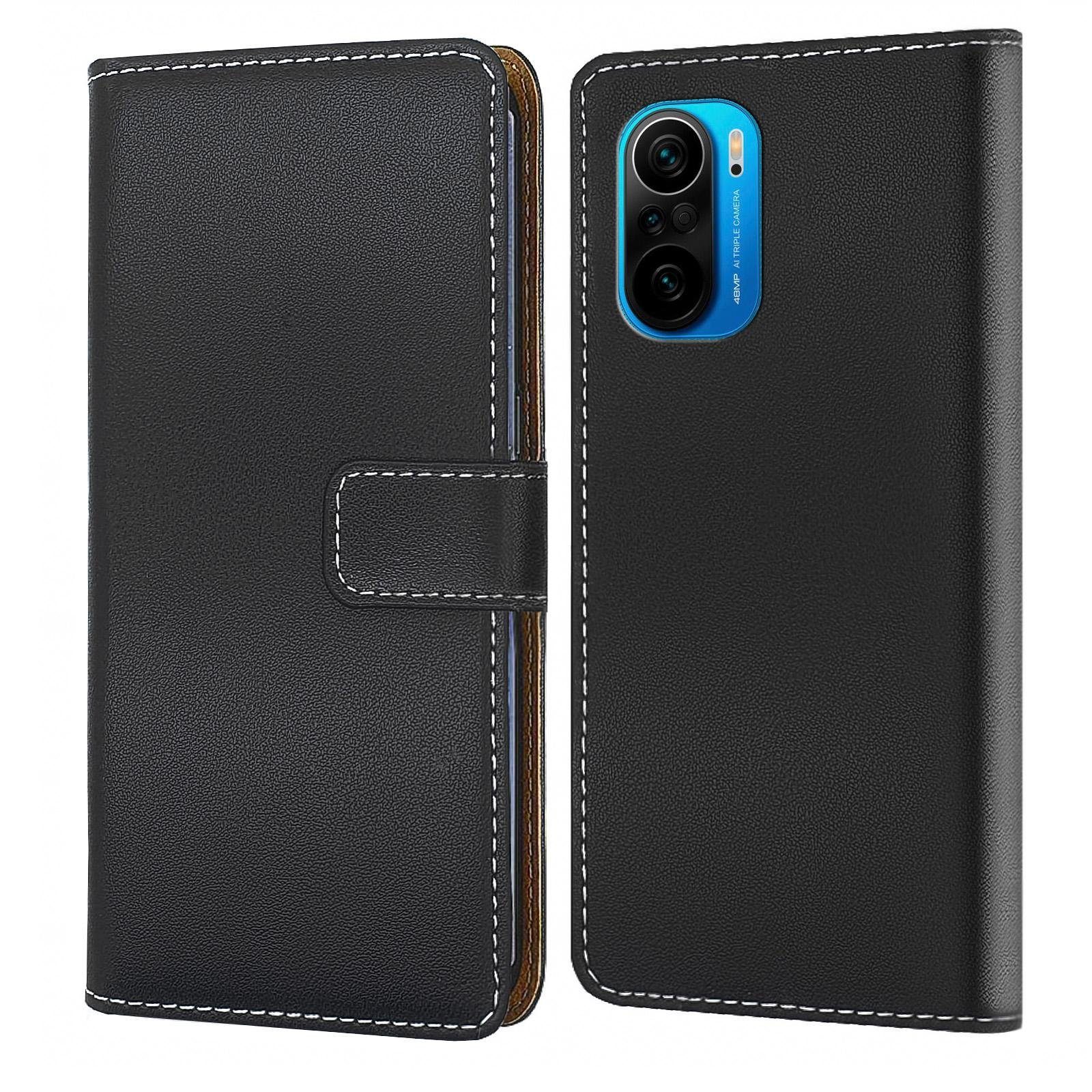 Numerva Handyhülle Bookstyle Handytasche für Xiaomi Poco F3 / Mi 11i, Schutzhülle Klapphülle Flip Cover Schwarz