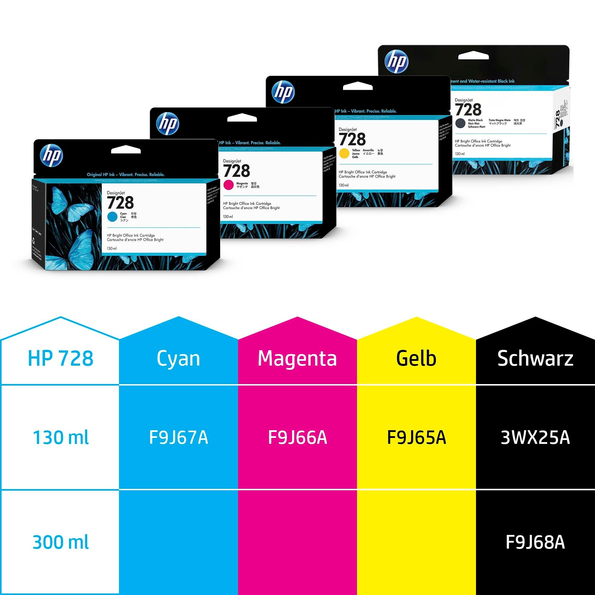 HP HP 728 Mattschwarz DesignJet-Tintenpatrone, 130 ml Tintenpatrone