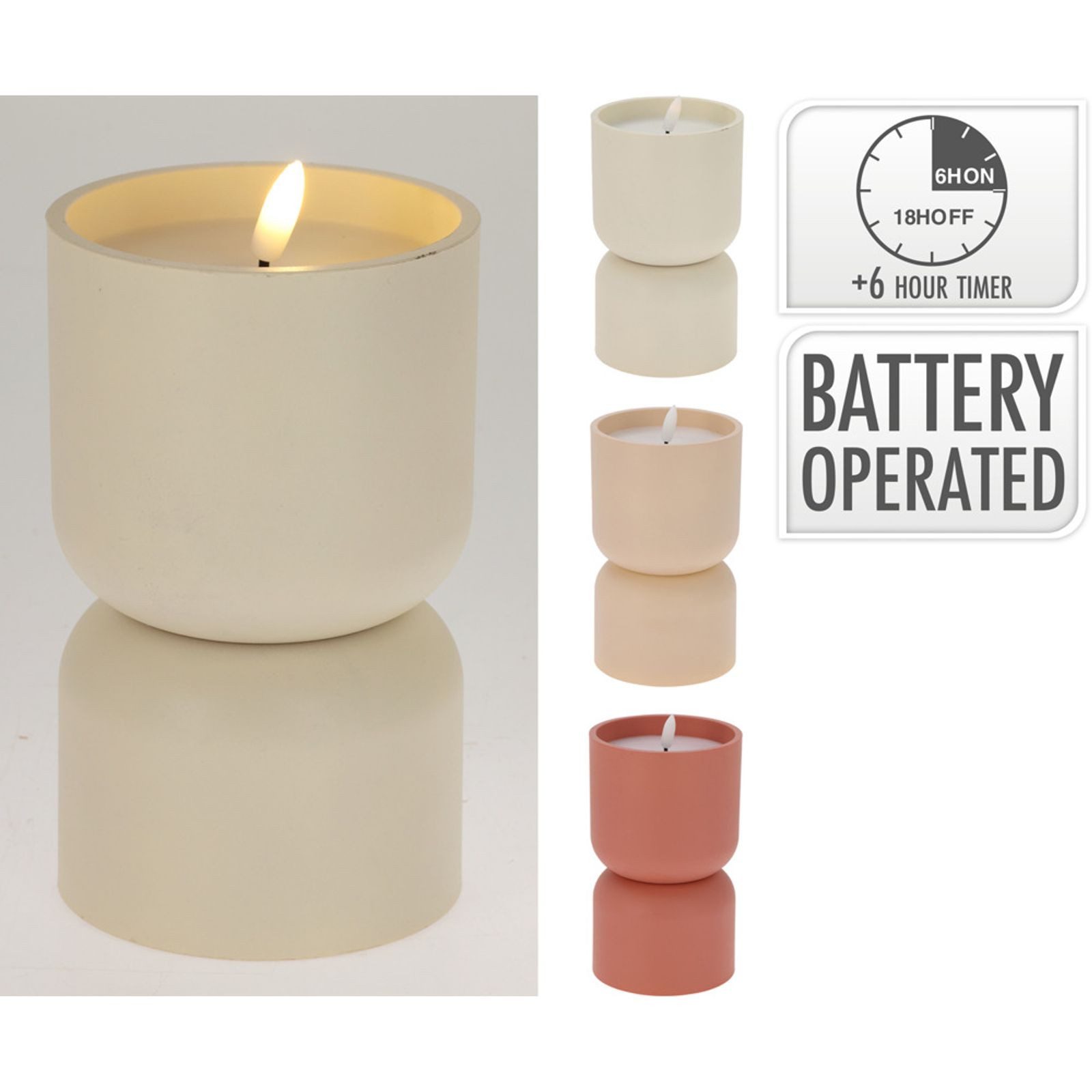 Koopman Tafelkerze 12× LED Kerze 80×130 mm mit Timerfunktion