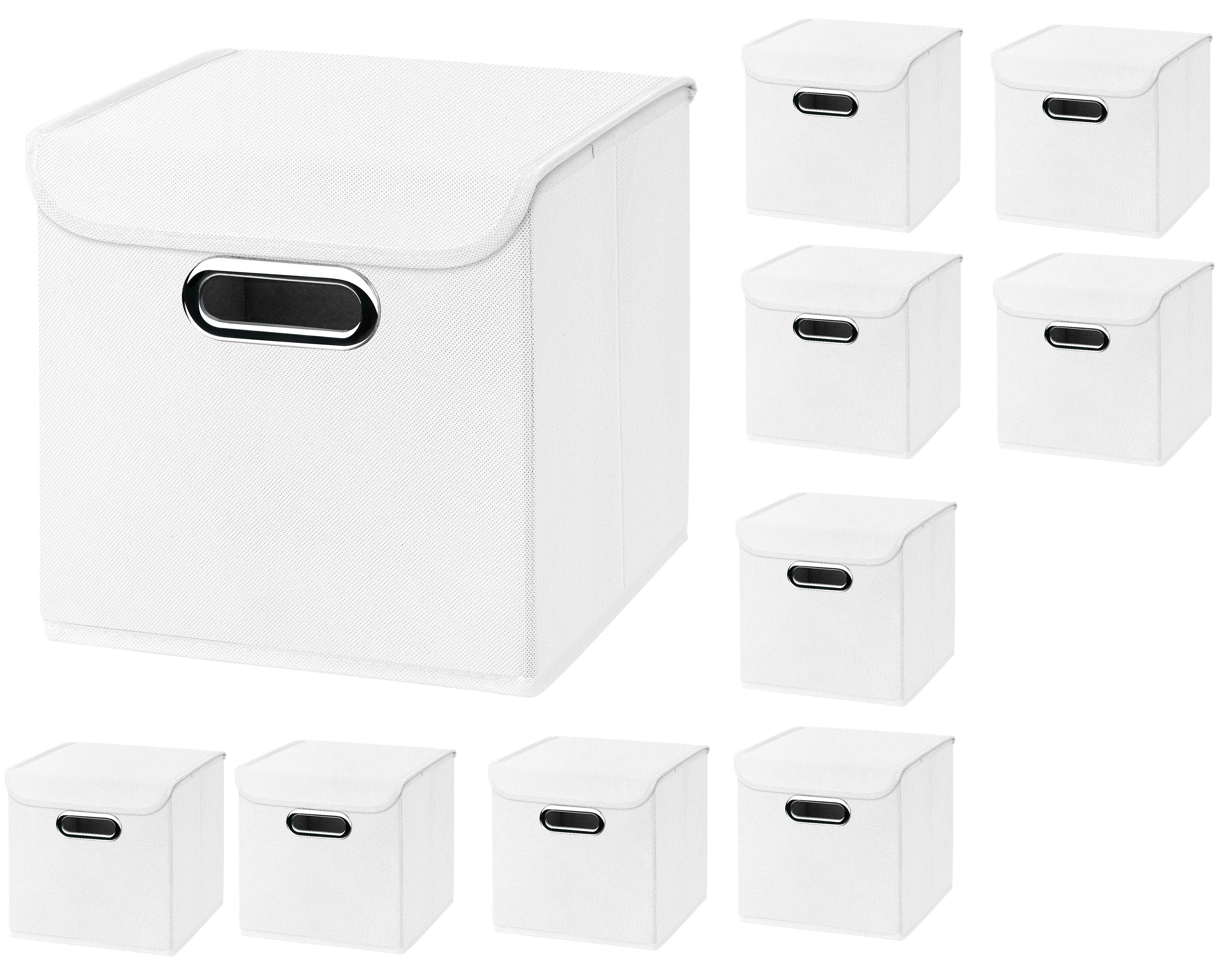 StickandShine Aufbewahrungsbox 10 Stück Faltboxen 25 x 25 x 25 cm  Stoffboxen faltbar mit Deckel in verschiedenen Farben (10er SET 25x25x25)  25cm