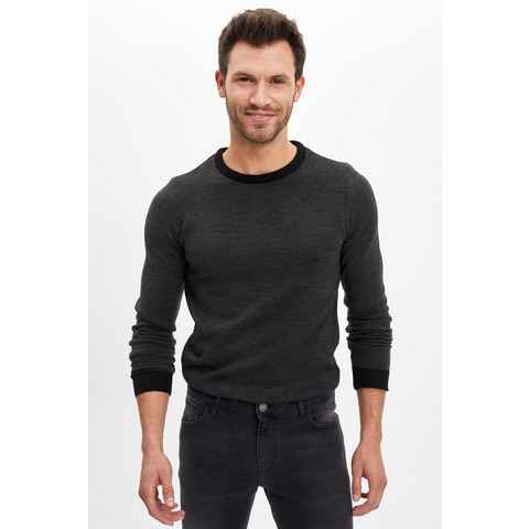 DeFacto Strickpullover Herren anthra melange Strickpullover SLIM FIT