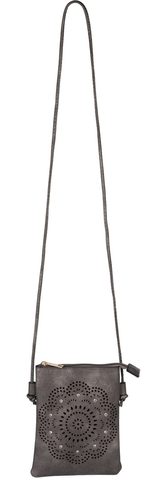 styleBREAKER Mini Bag Mini Umhängetasche Blumen Cutout und Strass (1-tlg) günstig online kaufen