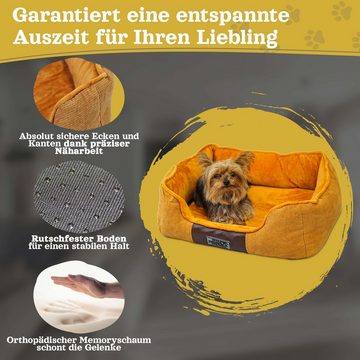 Dear Darling Tierbett DD-04 Luxus Hundebett Katzenbett mit Memoryschaum Matratze, Wendematratze mit weichem Kuschelfleece und Cordstoff