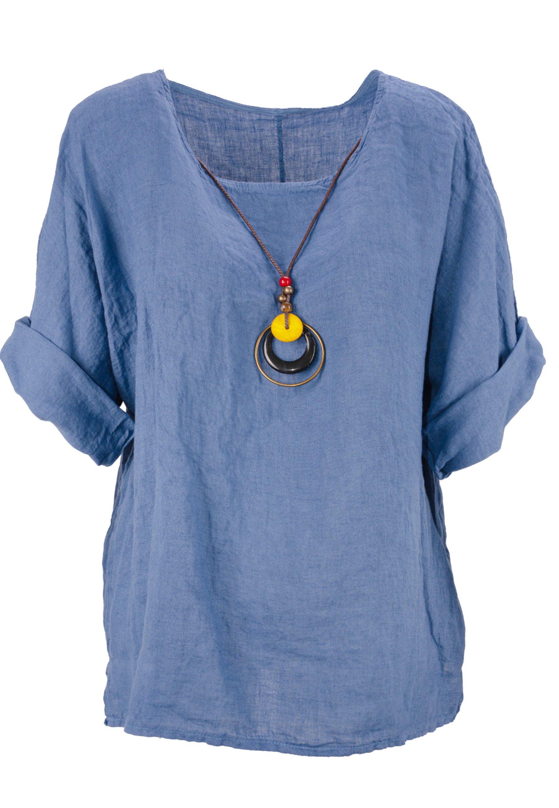 Seasons of April Kurzarmbluse Oversized Lina Weit geschnittene Leinenbluse günstig online kaufen