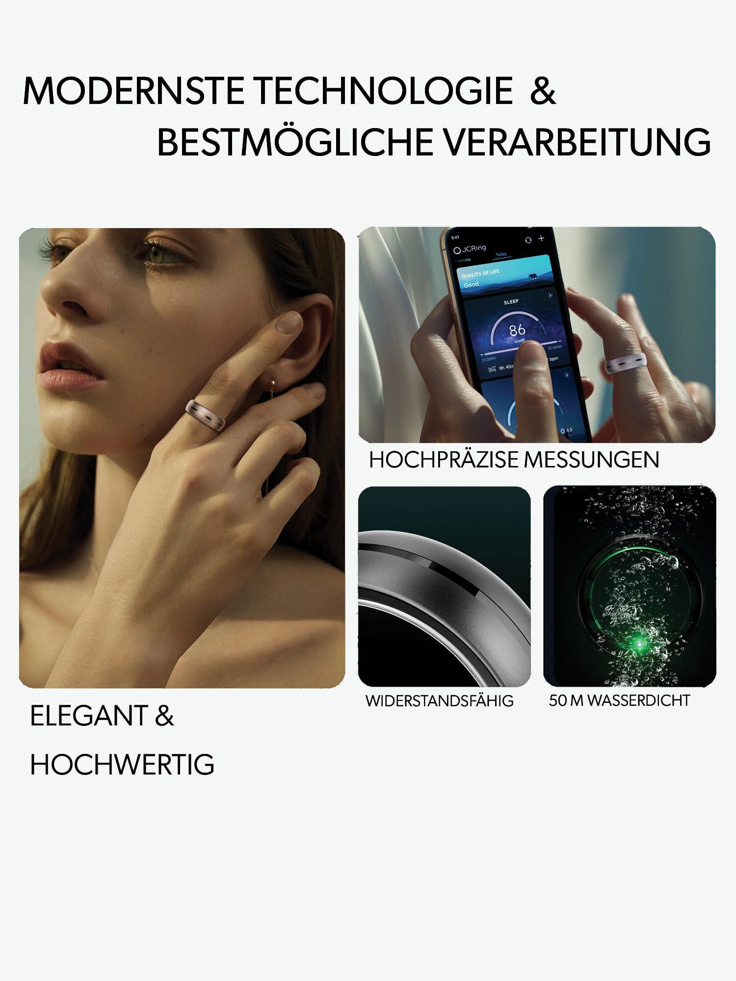 MY nextRING Fingerring N2, Titan Smartring Fitnessring Fitness-Tracker, Gesundheit & Schlaf