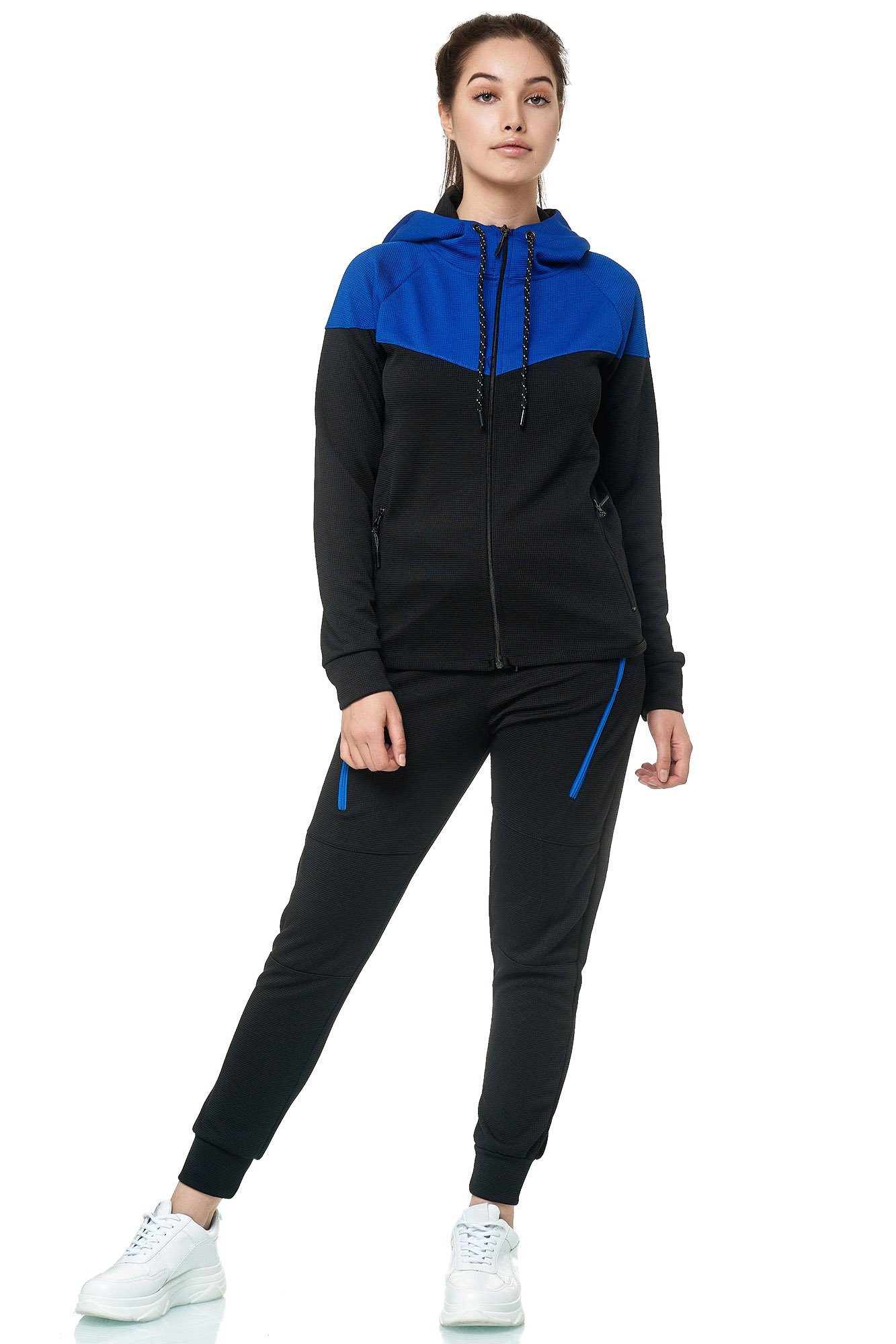 L.gonline Freizeitanzug Damen Jogginganzug, Freizeitanzug 984 (Kapuzenjacke mit Reißverschluss, Hose, 2-tlg), Fitness Freizeit Casual