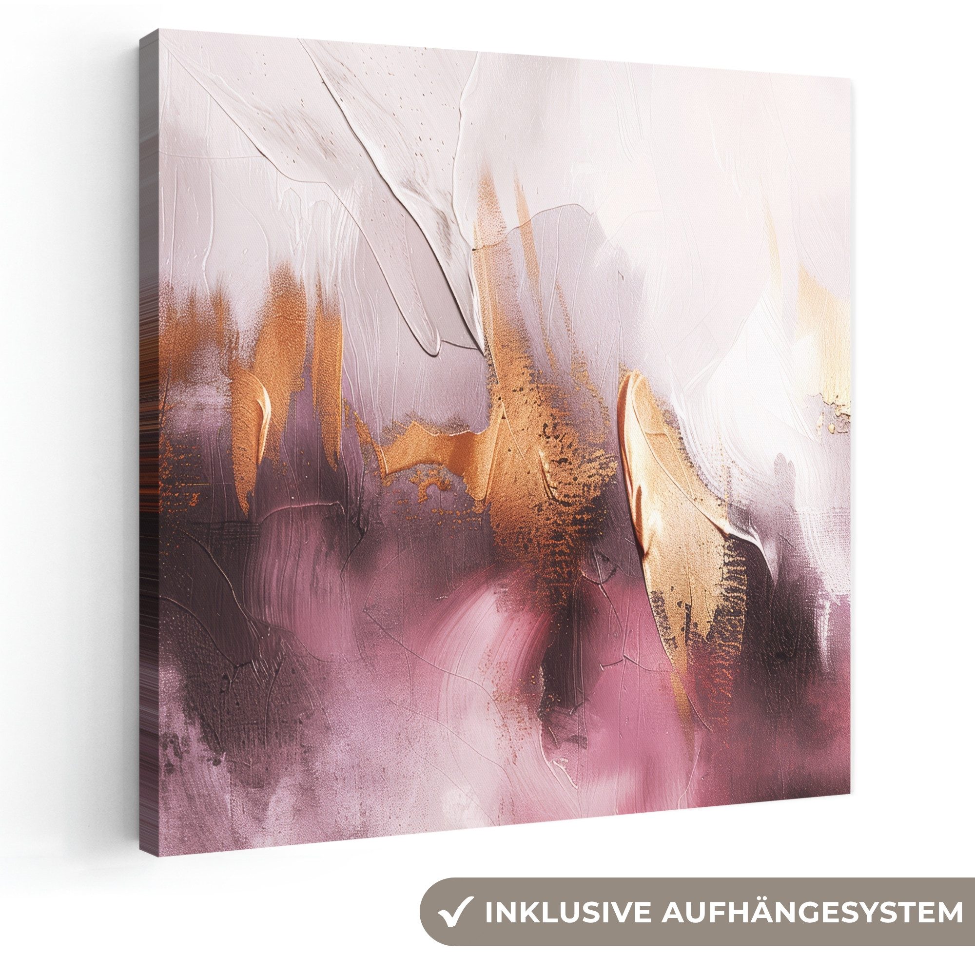 OneMillionCanvasses® Leinwandbild Lila - Abstrakt - Farbe - Gold, Fotodruck (1 St), Wandbild, Deko Schlafzimmer Wohnzimmer Flur 20x20 cm