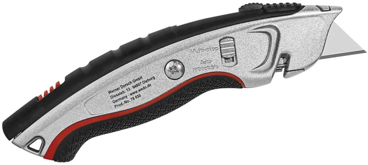 Thumbnail - WEDO Cutter Cutter Safety Profi Plus Trapezklinge inkl. 5 Ersatzklingen schwarz/r.
