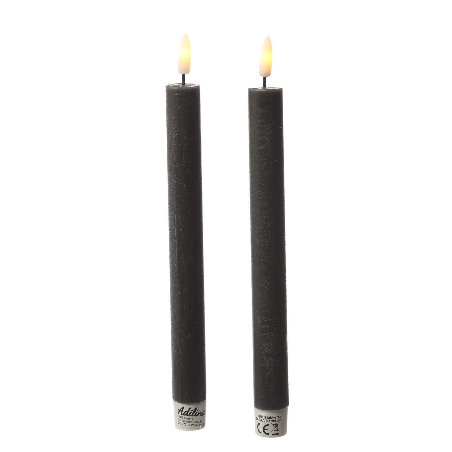 Adilina LED-Kerze LED Stabkerzen Tafelkerzen Dinner Spitzkerzen Rustik 24cm schwarz 2St, warmweiß (2100K bis 3000K) – Bild 2 von 5