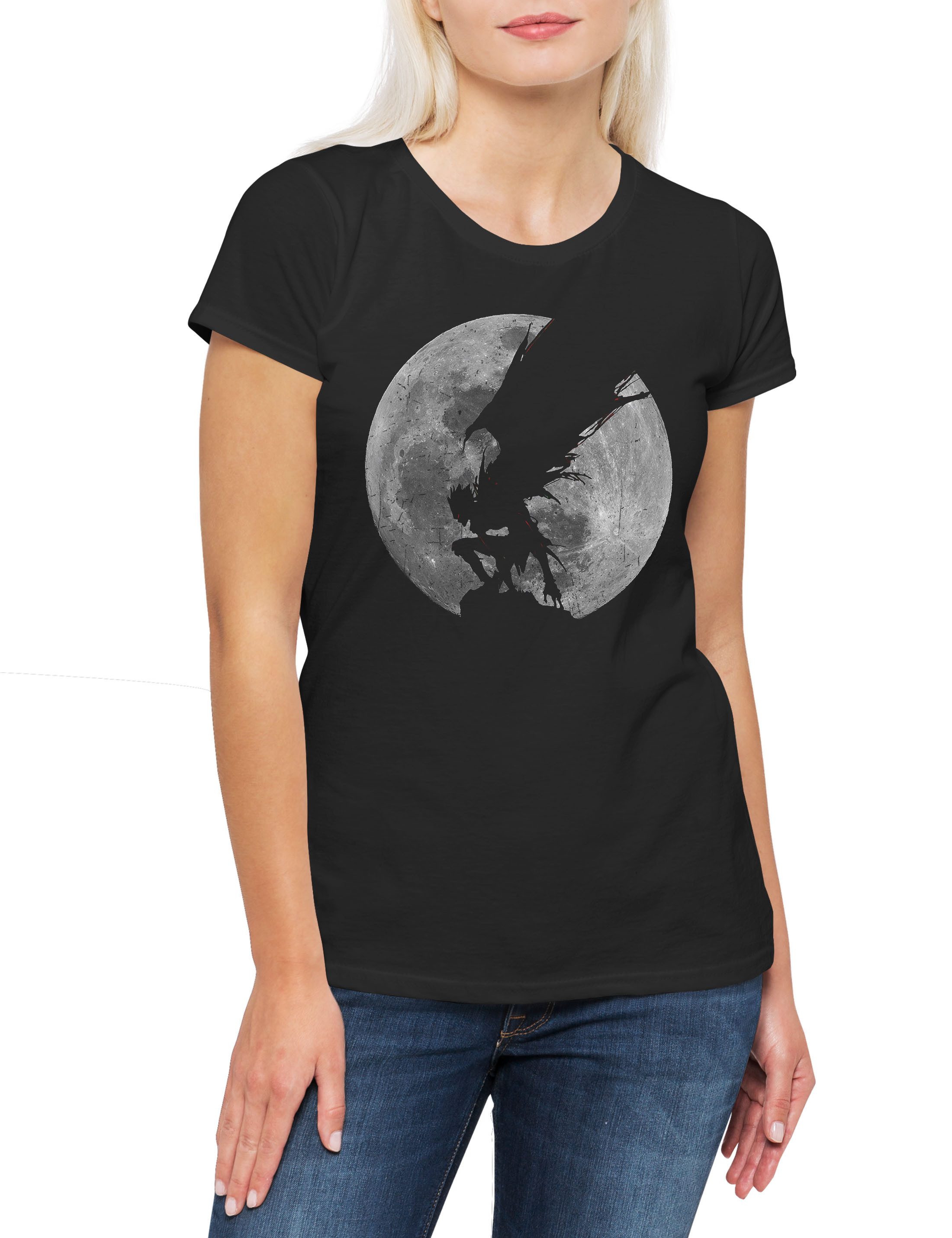 Print-Shirt Shinigami Moon 1 Damen T-Shirt Light Note Kira Yagami L Death Ryuk