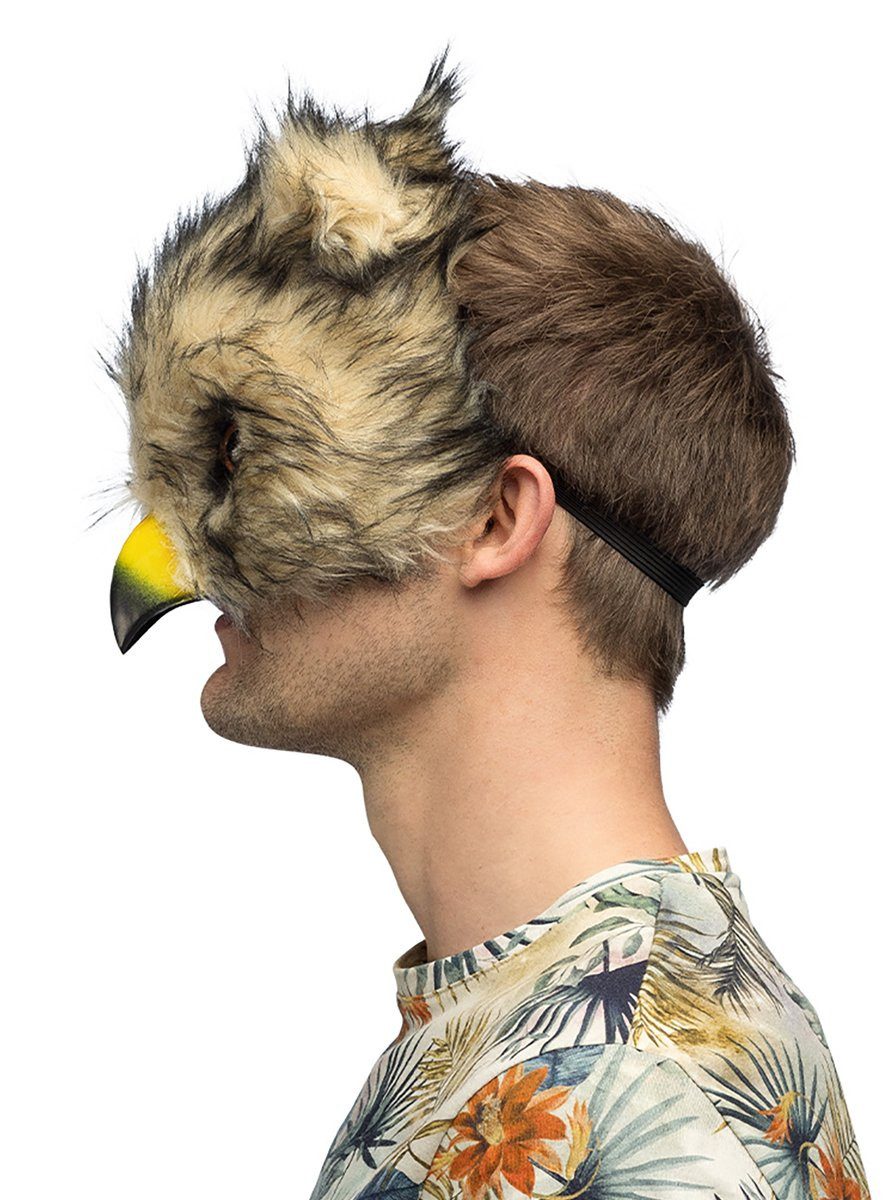 Boland Verkleidungsmaske Eule Halbmaske aus Plüsch, Bezaubernde Plüschmaske im Stil eines Kuscheltiers