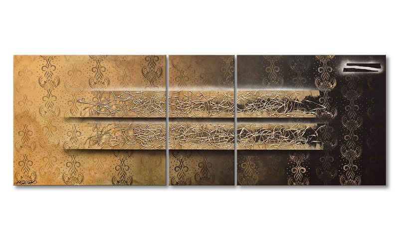 WandbilderXXL XXL-Wandbild Shinning Gold 220 x 80 cm, Abstraktes Gemälde, handgemaltes Unikat