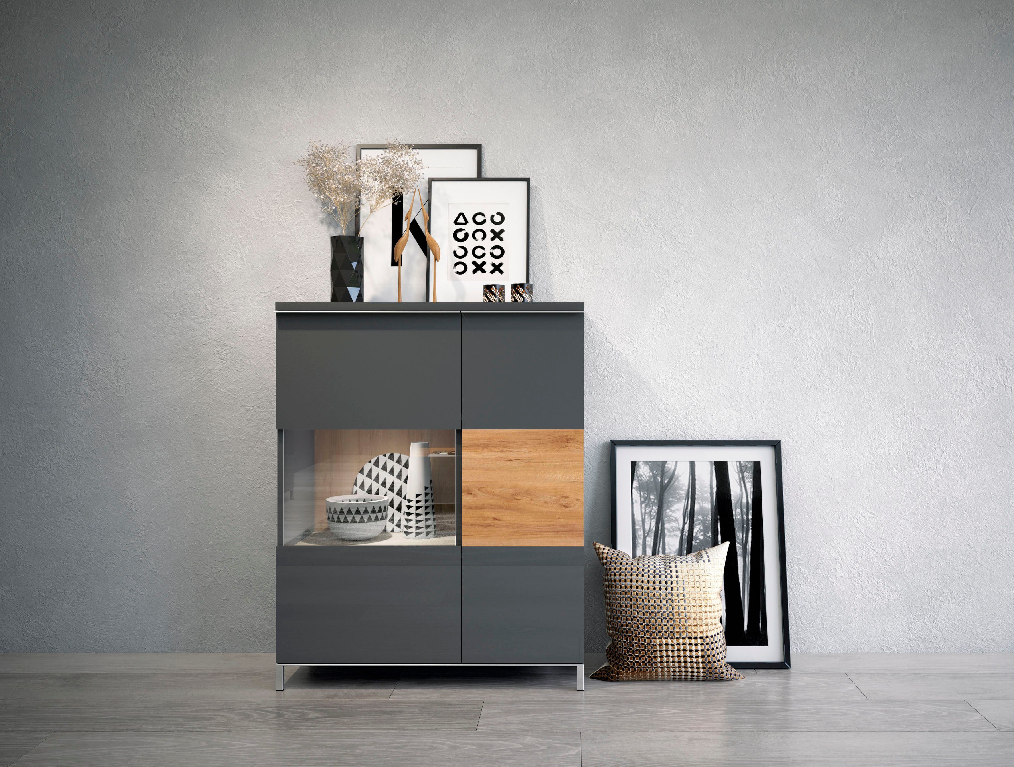 Places of Style Vitrine Soft-Close-Funktion Onyx mit