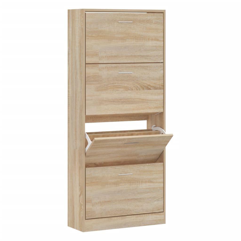 vidaXL Schuhschrank NA Schuhschrank Sonoma Eiche 63x24x147 cm Spanplatte