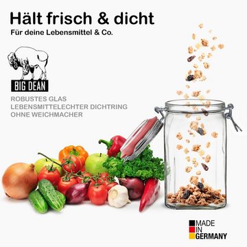 BigDean Einmachglas 6x Vorratsgläser 1,1L Deckel & Bügelverschluss Made in Germany, Glas, (6-tlg)