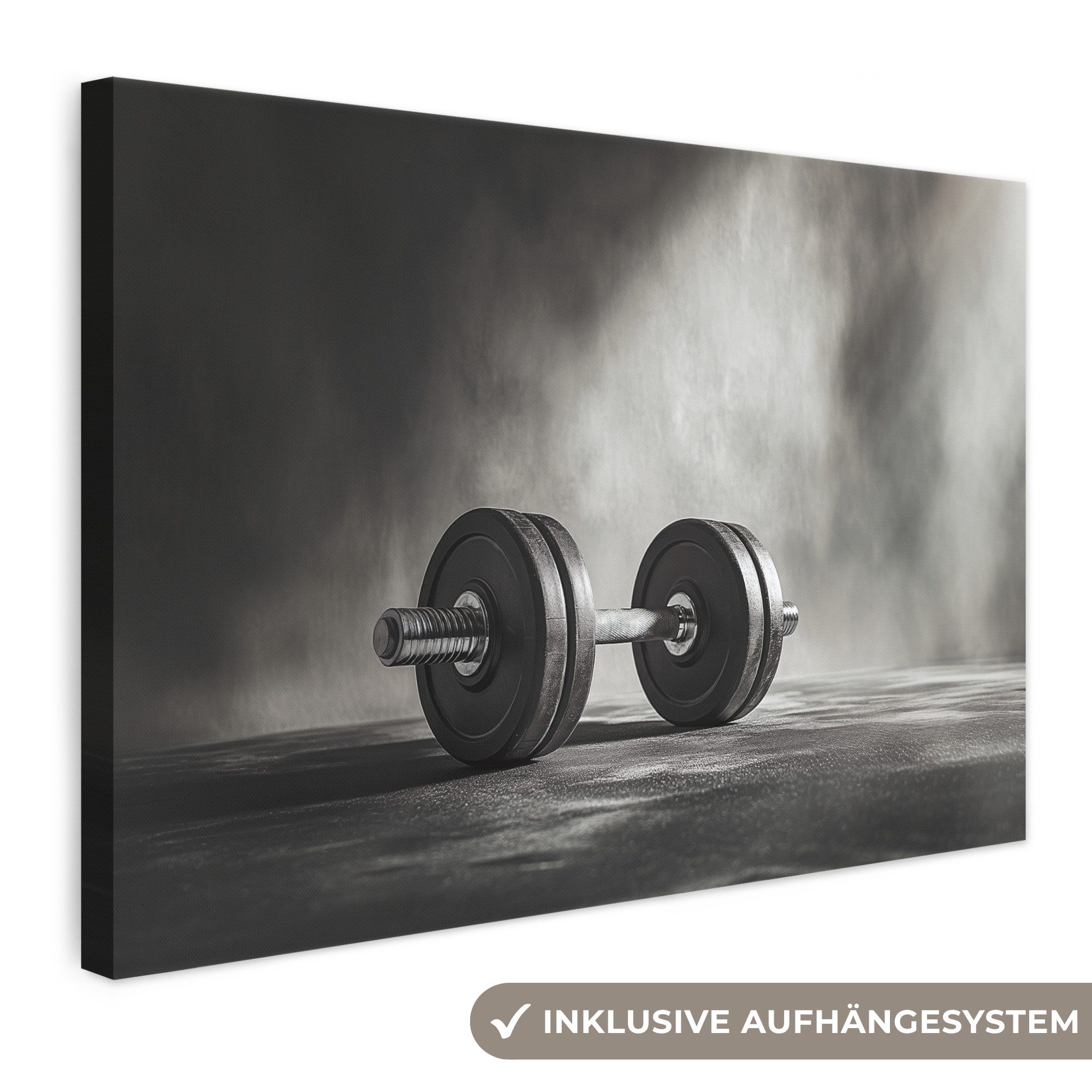 OneMillionCanvasses® Leinwandbild Halter - Gewichte - Schwarz, Fotodruck (1 St), Leinwand Bilder Klein, Wand Dekoration Aesthetic 30x20 cm