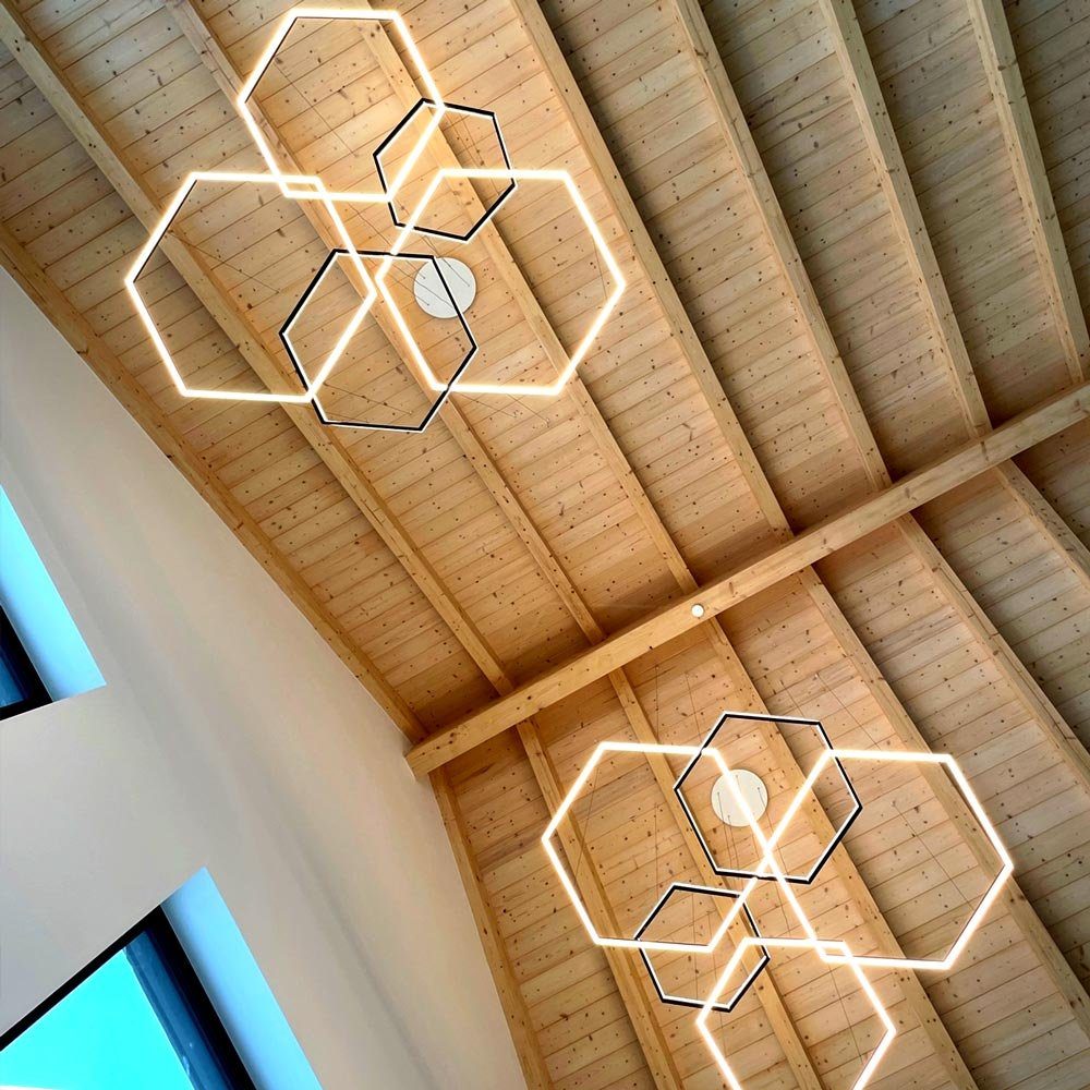 Aluminium Dimmbar Home), Pendelleuchte Hänge-Kombination LED mit oder 3-flammig (Smart s.luce Alu-Gebürstet, Hexa 2-flammig ZigBee Warmweiß - Direktes Licht